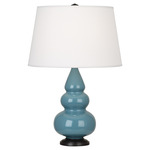 Triple Gourd Small Table Lamp - Steel Blue / Pearl Dupioni