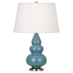 Triple Gourd Small Table Lamp - Steel Blue / Pearl Dupioni
