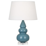 Triple Gourd Small Table Lamp - Steel Blue / Pearl Dupioni