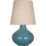 June Table Lamp - Steel Blue / Buff Linen