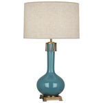 Athena Table Lamp - Steel Blue / Heather Linen