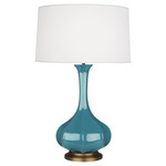 Pike Table Lamp - Steel Blue / Pearl Dupioni