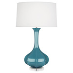 Pike Table Lamp - Steel Blue / Pearl Dupioni