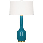 Delilah Table Lamp - Peacock / Oyster Linen