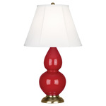 Double Gourd Table Lamp - Ruby Red / Ivory Shade