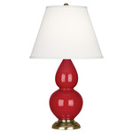 Double Gourd Table Lamp - Ruby Red / Pearl Dupioni Shade