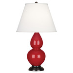 Double Gourd Table Lamp - Ruby Red / Pearl Dupioni Shade
