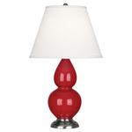 Double Gourd Table Lamp - Ruby Red / Pearl Dupioni Shade