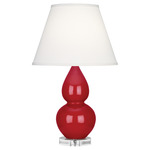 Double Gourd Table Lamp - Ruby Red / Pearl Dupioni Shade