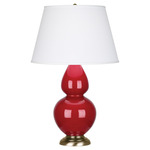 Double Gourd Table Lamp - Ruby Red / Pearl Dupioni Shade