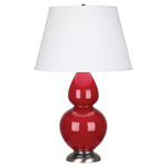 Double Gourd Table Lamp - Ruby Red / Pearl Dupioni Shade