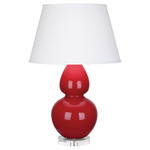 Double Gourd Table Lamp - Ruby Red / Pearl Dupioni Shade