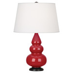 Triple Gourd Small Table Lamp - Ruby Red / Pearl Dupioni