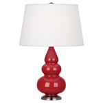 Triple Gourd Small Table Lamp - Ruby Red / Pearl Dupioni