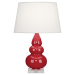 Triple Gourd Small Table Lamp - Ruby Red / Pearl Dupioni