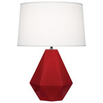 Delta Table Lamp - Ruby Red / Oyster Linen