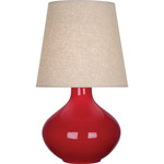 June Table Lamp - Ruby Red / Buff Linen