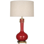 Athena Table Lamp - Ruby Red / Heather Linen
