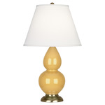 Double Gourd Table Lamp - Sunset Yellow / Pearl Dupioni Shade