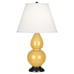 Double Gourd Table Lamp - Sunset Yellow / Pearl Dupioni Shade