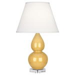 Double Gourd Table Lamp - Sunset Yellow / Pearl Dupioni Shade