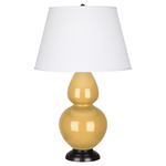 Double Gourd Table Lamp - Sunset Yellow / Pearl Dupioni Shade