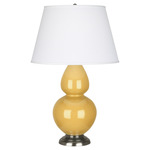 Double Gourd Table Lamp - Sunset Yellow / Pearl Dupioni Shade