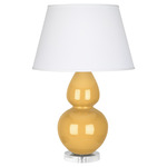 Double Gourd Table Lamp - Sunset Yellow / Pearl Dupioni Shade
