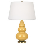 Triple Gourd Small Table Lamp - Sunset Yellow / Pearl Dupioni