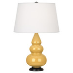 Triple Gourd Small Table Lamp - Sunset Yellow / Pearl Dupioni