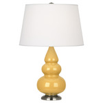 Triple Gourd Small Table Lamp - Sunset Yellow / Pearl Dupioni