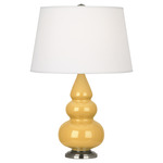 Triple Gourd Small Table Lamp - Sunset Yellow / Pearl Dupioni