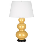 Triple Gourd Table Lamp - Sunset Yellow / Pearl Dupioni