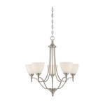 Herndon Shaded Chandelier - Satin Nickel / White Frosted