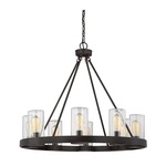 Inman Round Outdoor Chandelier - English Bronze / Clear