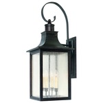 Monte Grande Outdoor Lantern Wall Sconce - English Bronze / Pale Cream Seeded