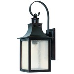 Monte Grande Outdoor Lantern Wall Sconce - English Bronze / Pale Cream Seeded