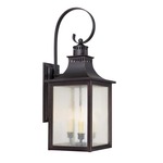 Monte Grande Outdoor Lantern Wall Sconce - English Bronze / Pale Cream Seeded