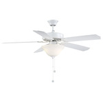 M2018 Dual Mount Ceiling Fan with Light - White / White / Weathered Patina