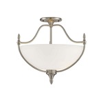 Herndon Ceiling Semi-Flush Light - Satin Nickel / White Frosted