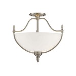 Herndon Ceiling Semi-Flush Light - Satin Nickel / White Frosted