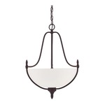 Herndon Bowl Pendant - English Bronze / White Frosted