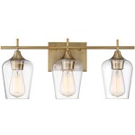 Octave Bathroom Vanity Light - Warm Brass / Clear