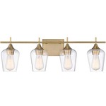 Octave Bathroom Vanity Light - Warm Brass / Clear