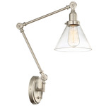 Drake Adjustable Wall Light - Satin Nickel / Clear