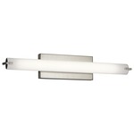 Round Linear Bathroom Vanity Light - Brushed Nickel / White