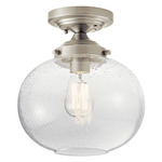 Avery Semi Flush Ceiling Light - Brushed Nickel / Clear Seeded