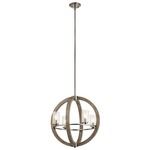 Grand Bank Globe Chandelier - Distressed Antique Grey / Clear Seeded