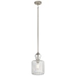 Riviera Pendant - Brushed Nickel / Clear Ribbed