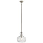 Riviera Round Pendant - Brushed Nickel / Clear Ribbed